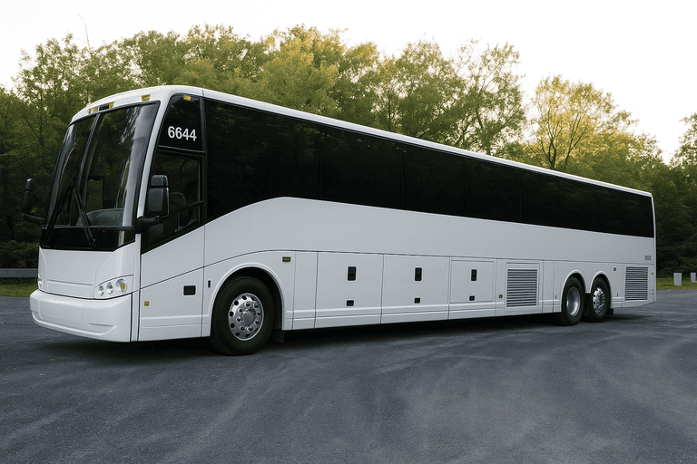 exterior of Charter Bus Rental Queens coach bus